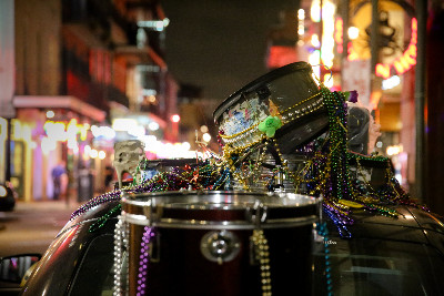 Snare drums with beads in New Orleans
