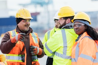 Group of workers wearing PPE on a construction site