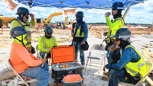 Construction resting to hydrate and avoid heat stress